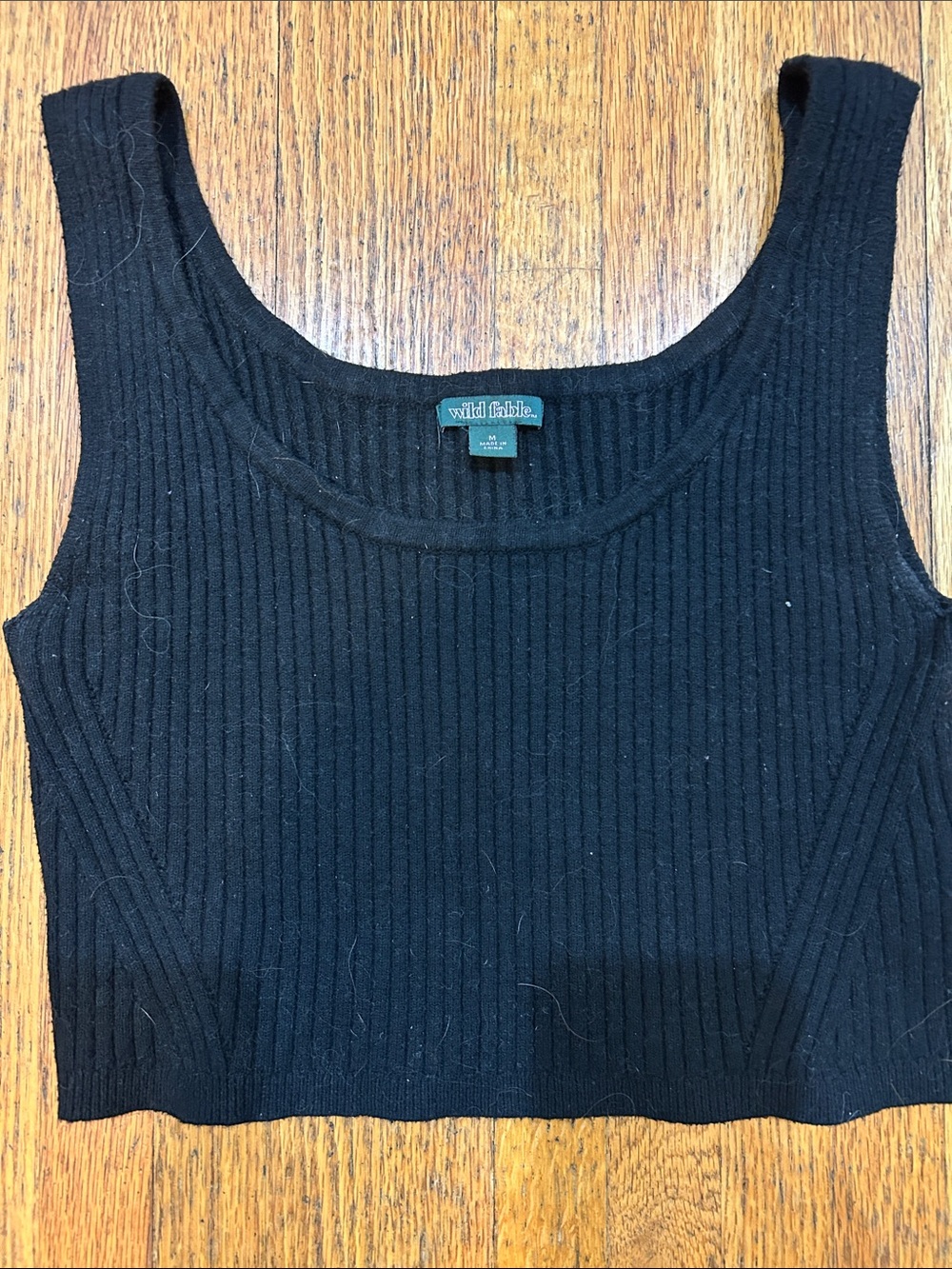wild fable Black Ribbed Cropped Tank size medium